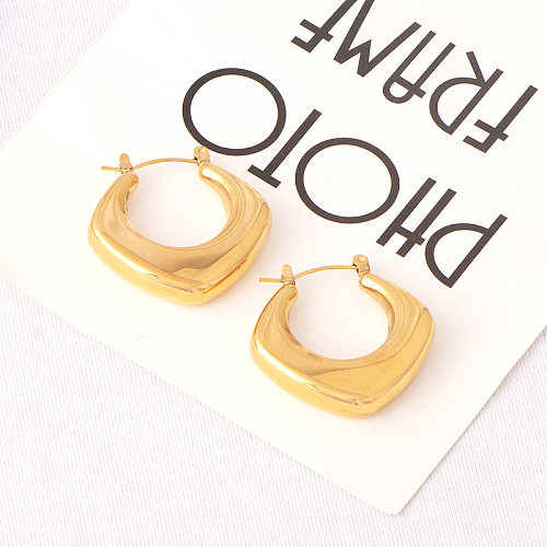 1 Paar schlichte Ohrringe aus Edelstahl mit 18-Karat-Vergoldung und geometrischer Beschichtung