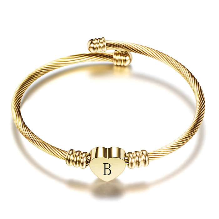European And American Fashion Golden Stainless Steel English Alphabet Bracelet