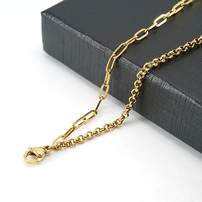 Simple Style Geometric Stainless Steel Bracelets Layered Gold Plated Stainless Steel Bracelets