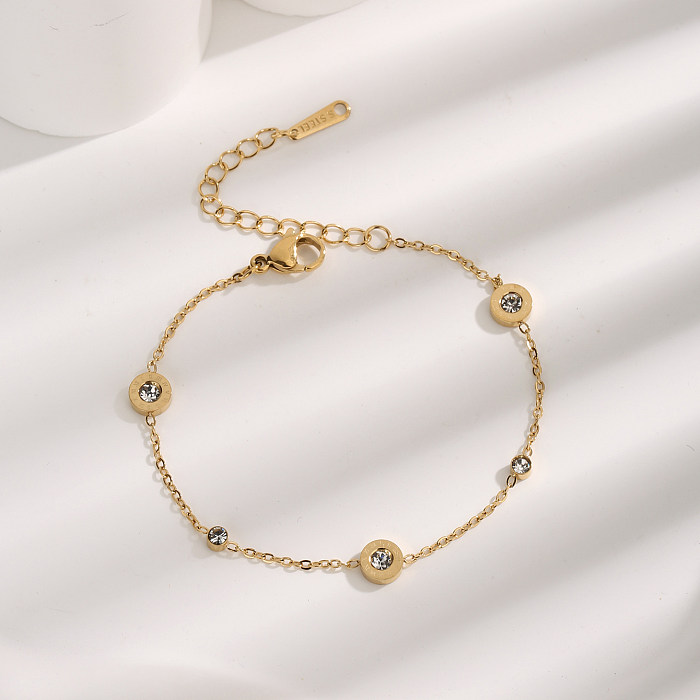 Bracelets plaqués or en Zircon avec incrustation d'acier et de titane en forme de cœur, Streetwear élégant