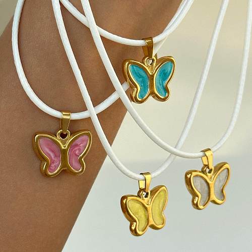 Lady Butterfly Edelstahl-Anhänger-Halskette in großen Mengen