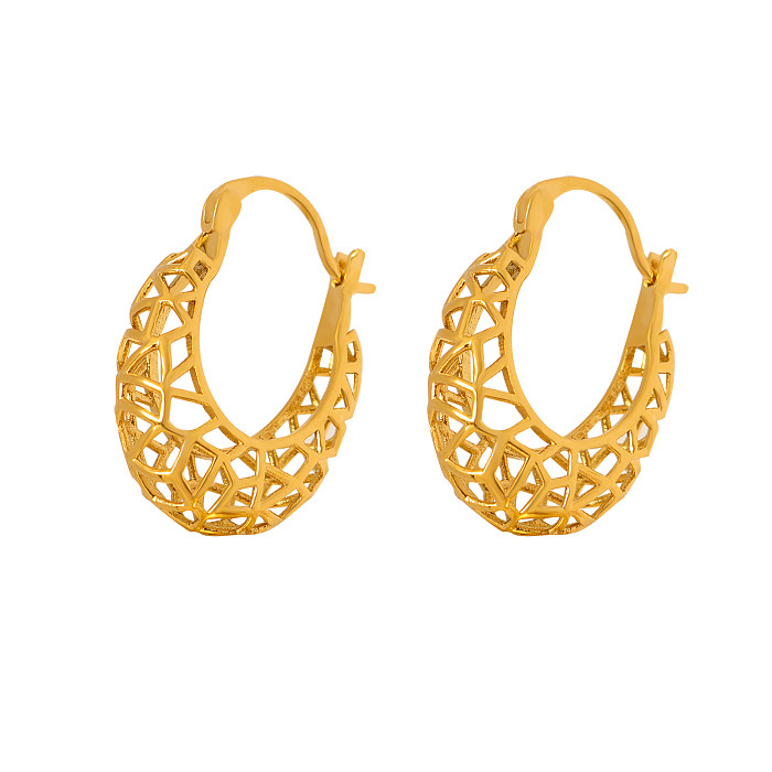 1 Paar Lady Sexy U-förmige Edelstahl-Beschichtung, ausgehöhlte, 18 Karat vergoldete Ohrringe aus Edelstahl