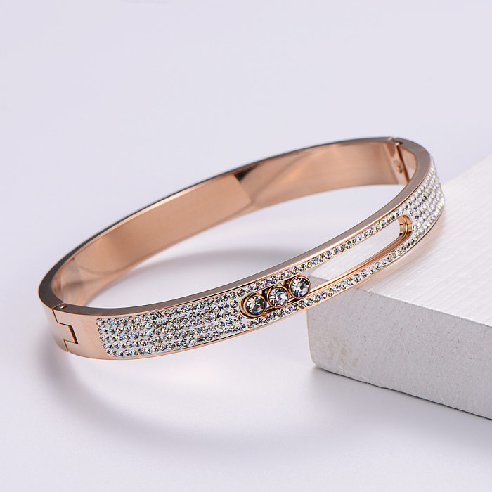 Korean Women's Full Diamond Bracelet Stainless Steel Bracelet