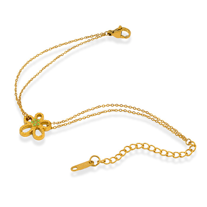 Süße Blumen-Edelstahl-Anhänger-Halskette mit Edelstahlbeschichtung