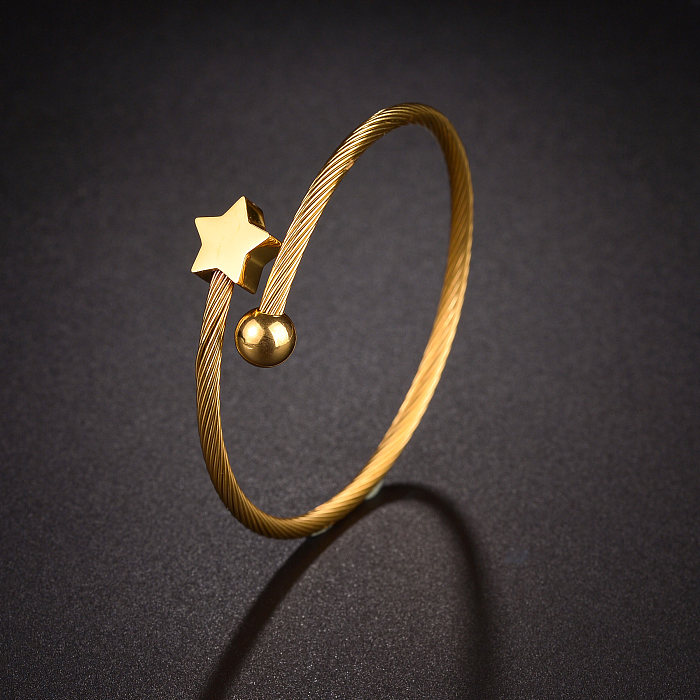 Classic Style Star Flower Stainless Steel Plating 18K Gold Plated Cuff Bracelets