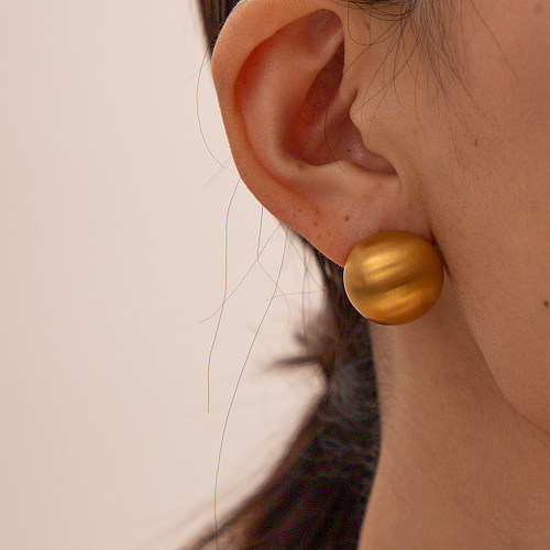 1 Paar IG Style Simple Style runde Ohrstecker aus Edelstahl mit 18-Karat-Vergoldung