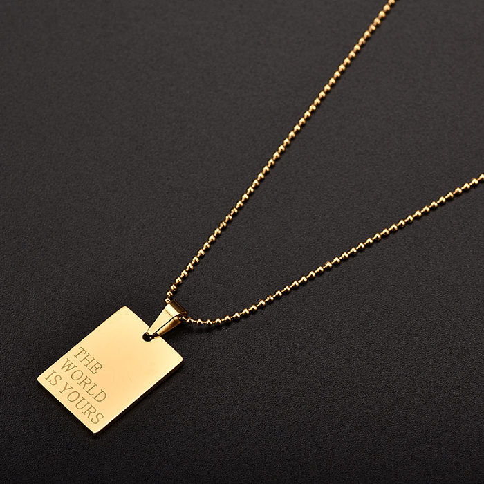 1 Piece Retro Letter Square Stainless Steel Plating Pendant Necklace