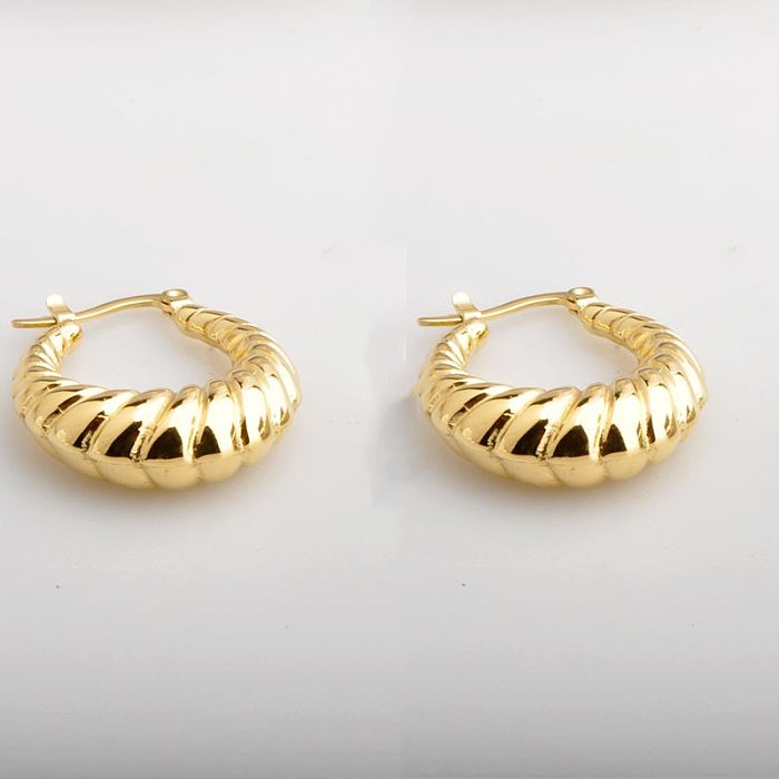 1 Pair Simple Style Stripe Stainless Steel Plating 18K Gold Plated Earrings