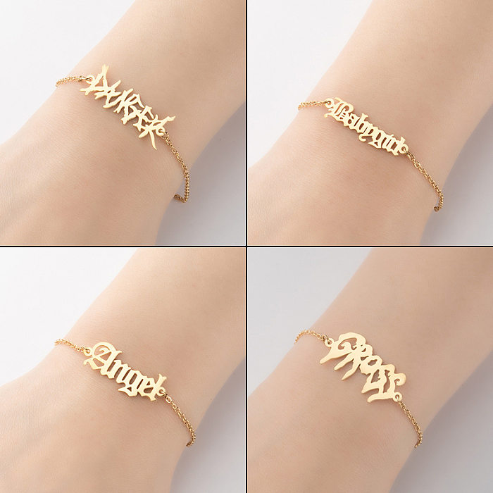 Bracelets ajourés en acier et titane avec lettres de Style Simple, 1 pièce