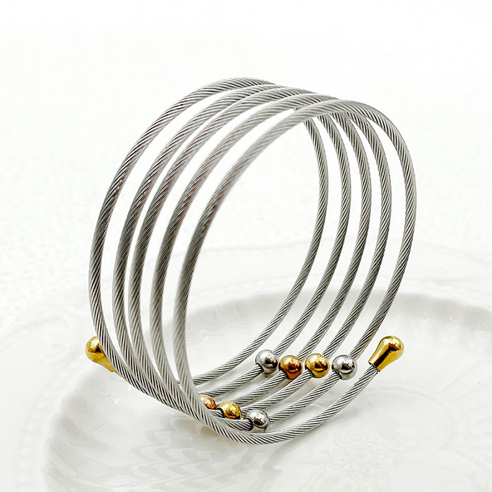 Wholesale Casual Simple Style Artistic Circle Stainless Steel Layered Plating Gold Plated Bangle