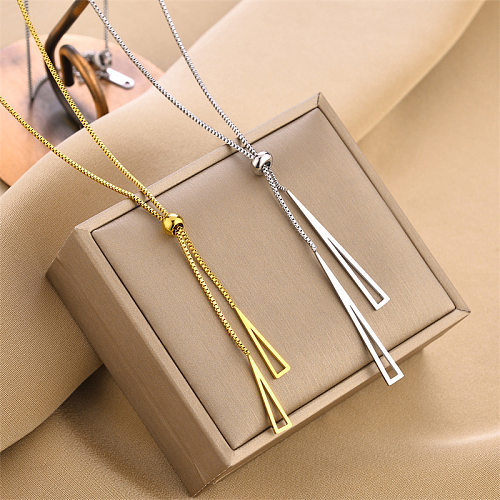 Simple Style Solid Color Stainless Steel Tassel Plating Pendant Necklace 1 Piece