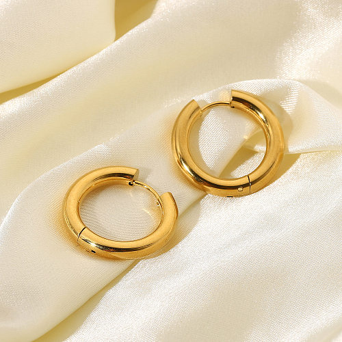 Wholesale Fashion Double Gold-plated Stainless Steel  Solid Hoop Earrings jewelry