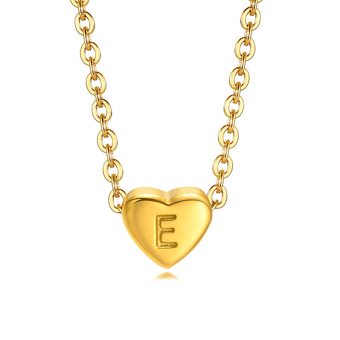 Collier avec pendentif en forme de lettre et de cœur, plaqué acier inoxydable, 1 pièce