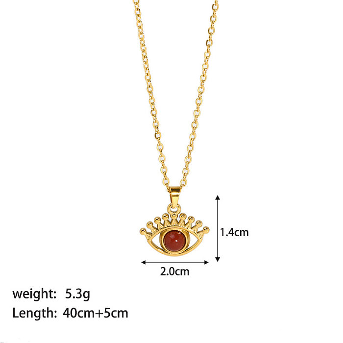 INS Style Eye Stainless Steel  Stainless Steel Plating Inlay Natural Stone 18K Gold Plated Pendant Necklace