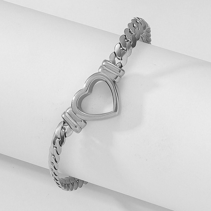 Bracelets plaqués or 18 carats en acier titane en forme de cœur de style classique décontracté