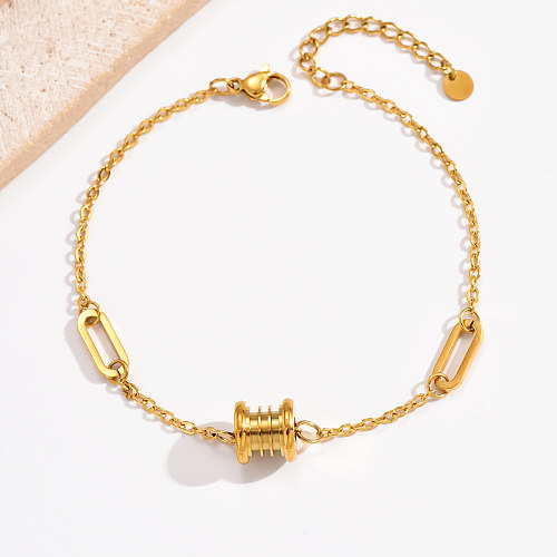 Elegante estilo simples geométrico cor sólida aço inoxidável polimento pulseiras banhadas a ouro 14K