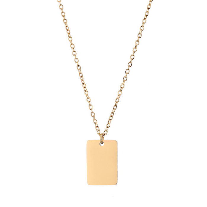 New Stainless Steel  Square Simple Gold-plated Necklace