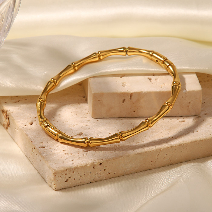 Bracelet de placage en acier inoxydable en bambou de style simple 1 pièce
