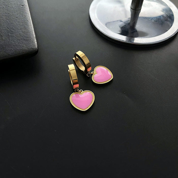 1 Pair Fashion Heart Shape Stainless Steel Plating Earrings