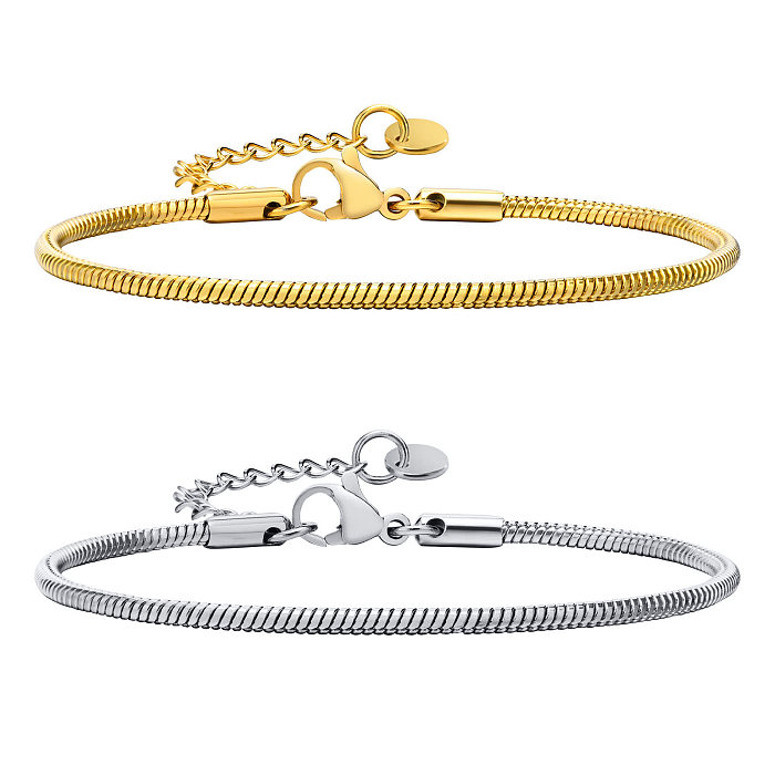 Casual Solid Color Stainless Steel Plating Gold Plated Bracelets