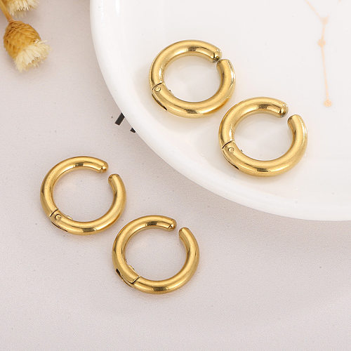 1 Pair Simple Style Solid Color Plating Stainless Steel  Gold Plated Earrings