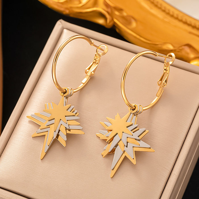 1 Pair IG Style Triangle Star Butterfly Plating Stainless Steel 18K Gold Plated Earrings