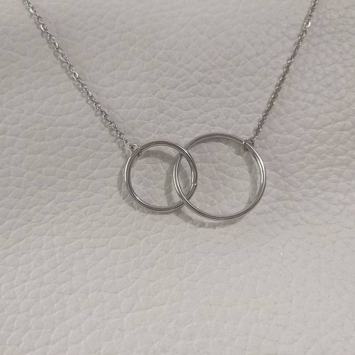 Casual Lady Double Ring Stainless Steel Pendant Necklace