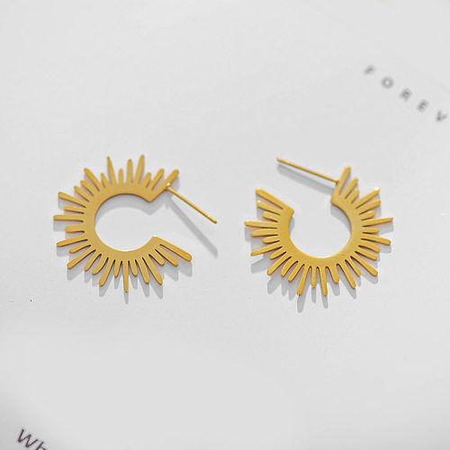 Simple Stainless Steel  Earrings Fashion Sunflower Earrings