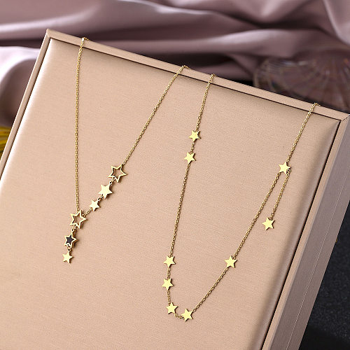 IG Style Simple Style Star Stainless Steel Plating 18K Gold Plated Pendant Necklace