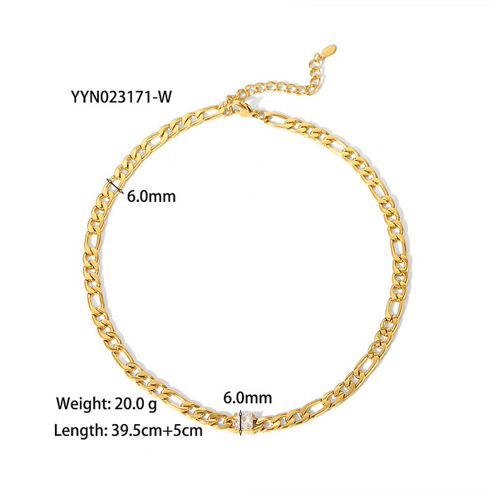 Streetwear Heart Shape Stainless Steel Inlay Zircon Necklace