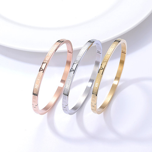 New Fashion Stainless Steel Electroplated 18K Three-Color Roman Number Bracelet Set