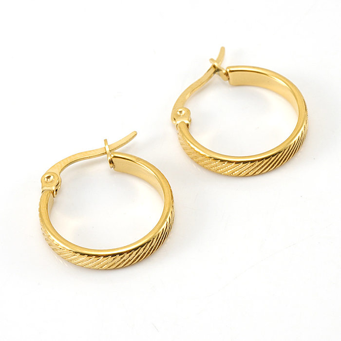Fashion Round Stainless Steel  Hoop Earrings Gold Plated Stainless Steel  Earrings