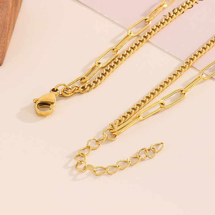 Streetwear Heart Shape Stainless Steel  Plating Inlay Glass Gold Plated Layered Necklaces