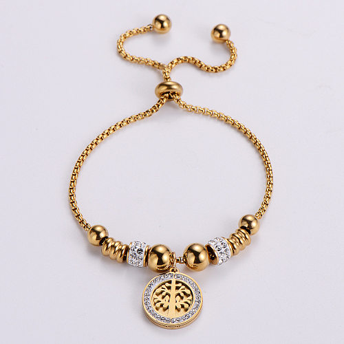 Fashion Stainless Steel Beads Beaded Tree Of Life Bracelet