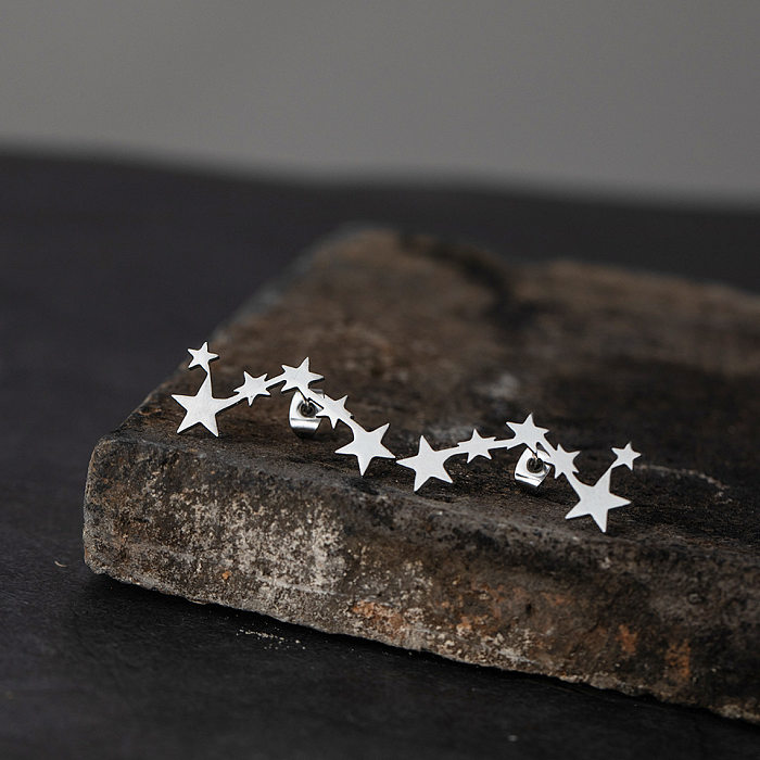 Boucles d'oreilles triangulaires en acier inoxydable, étoile simple, vente en gros