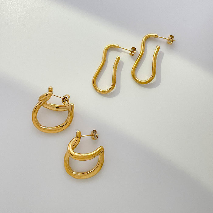 1 Pair Retro Solid Color Stainless Steel Plating Gold Plated Earrings