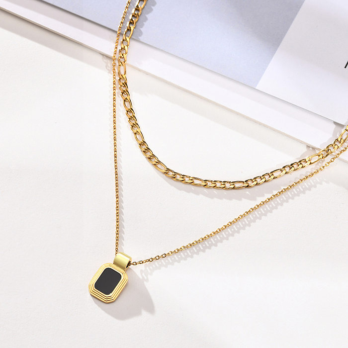 Fashion Square Stainless Steel Plating Layered Necklaces