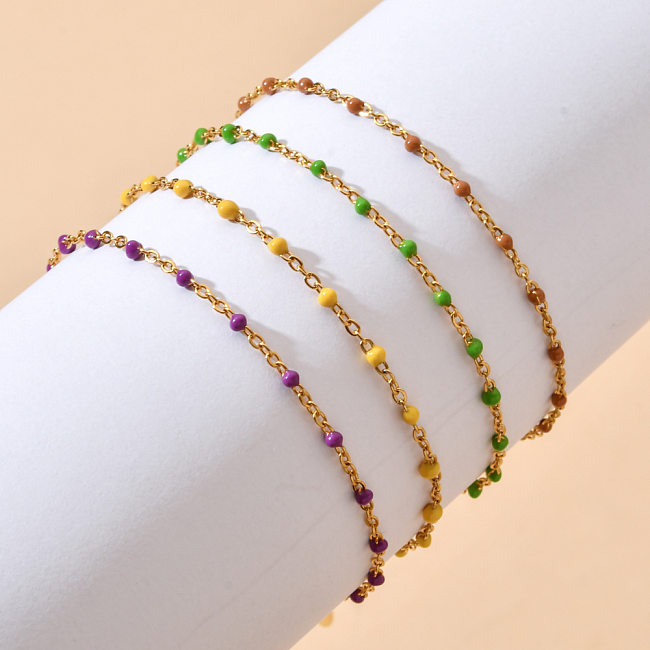 Pulseiras redondas de aço inoxidável estilo simples feminino a granel