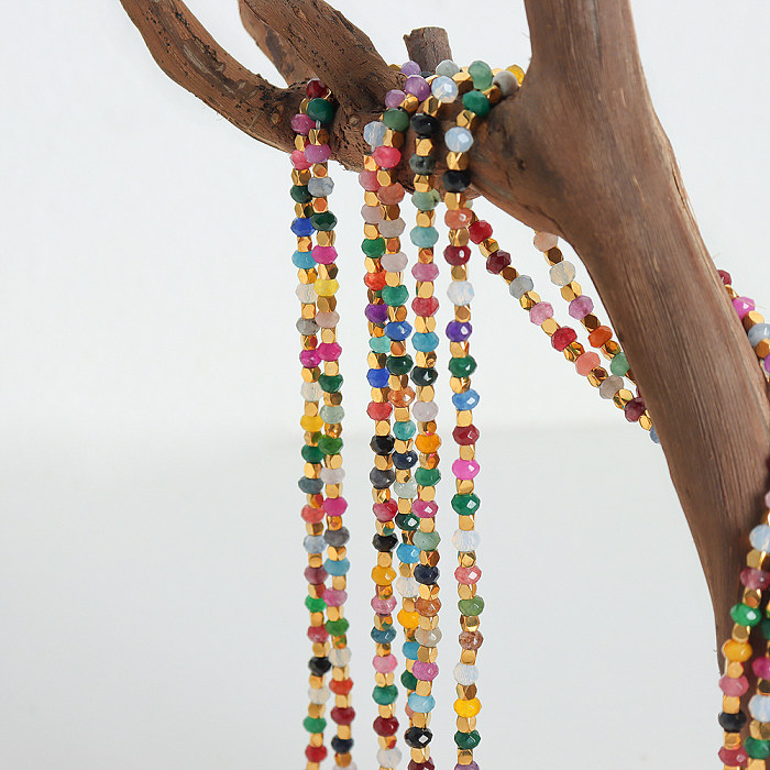 Collier plaqué or 18 carats avec perles en verre coloré tropical hawaïen