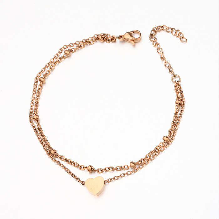Simple Style Heart Shape Stainless Steel Plating Gold Plated Bracelets
