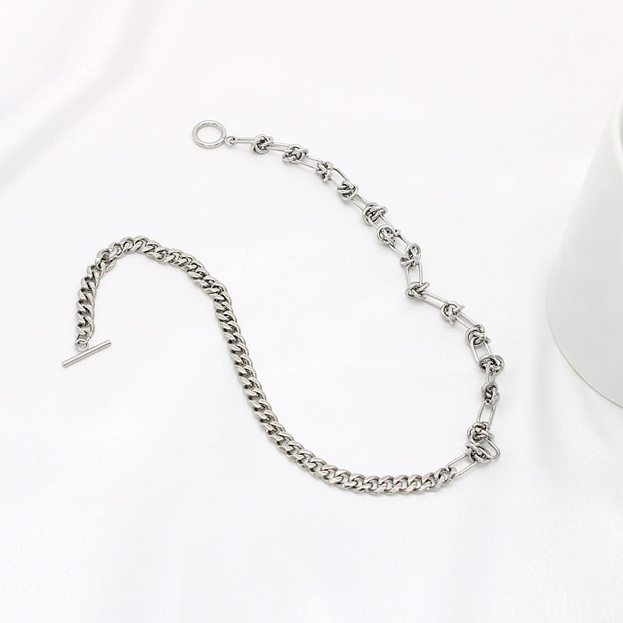 Simple Style Cool Style Solid Color Knot Stainless Steel  Plating Necklace
