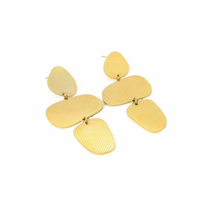 1 paire de boucles d'oreilles pendantes géométriques de Style Simple, plaquées en acier inoxydable, plaquées or 14 carats