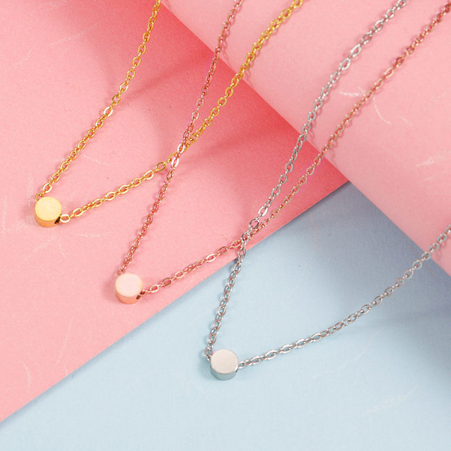 Modern Style Simple Style Solid Color Stainless Steel Gold Plated Silver Plated Pendant Necklace In Bulk