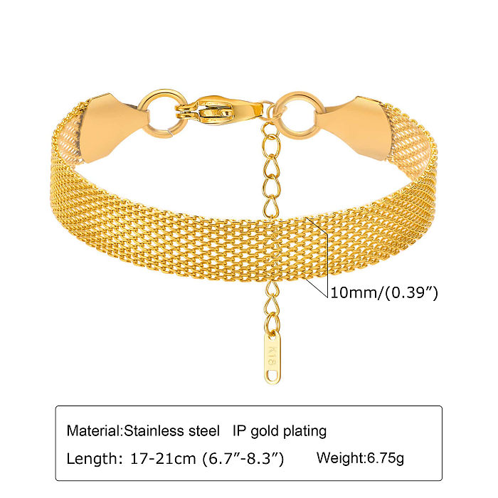 Großhandel mit einfachen, geometrischen Armbändern aus Edelstahl mit 18 Karat vergoldetem Zirkon