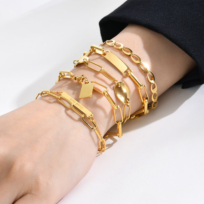 Bracelets plaqués or 18 carats en acier inoxydable géométrique de style simple, vente en gros