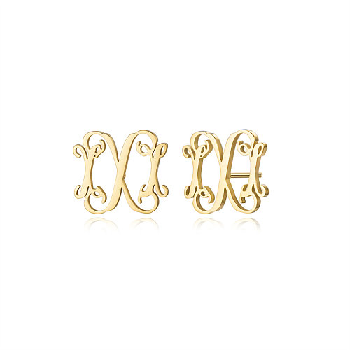 1 Piece Simple Style Letter Plating Stainless Steel  Stainless Steel 18K Gold Plated Ear Studs