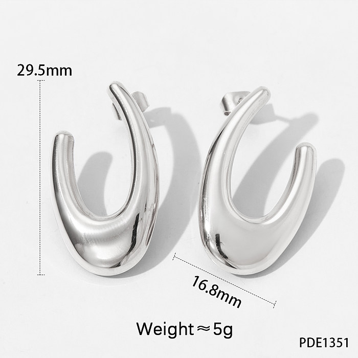 1 Pair Casual Simple Style C Shape Plating Three-dimensional Stainless Steel  14K Gold Plated White Gold Plated Ear Studs