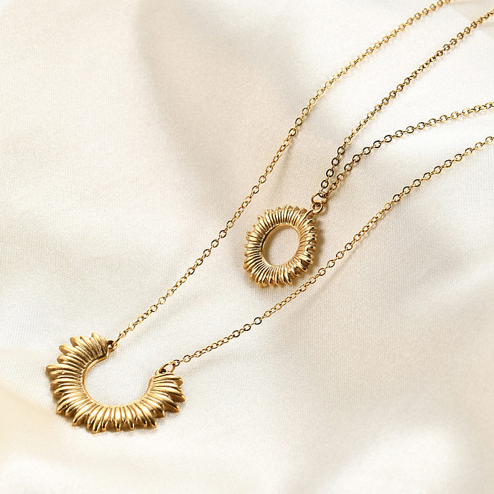 Klassische Sonnen-Edelstahl-Doppelschicht-Halsketten mit 18-Karat-Vergoldung in großen Mengen