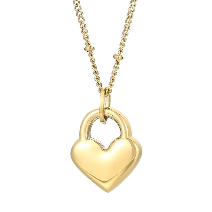 Modern Style Heart Shape Stainless Steel  Stainless Steel Plating 18K Gold Plated Pendant Necklace