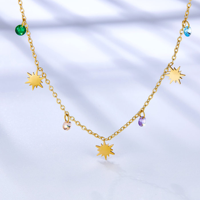 Fashion Devil'S Eye Star Stainless Steel  Chain Necklace